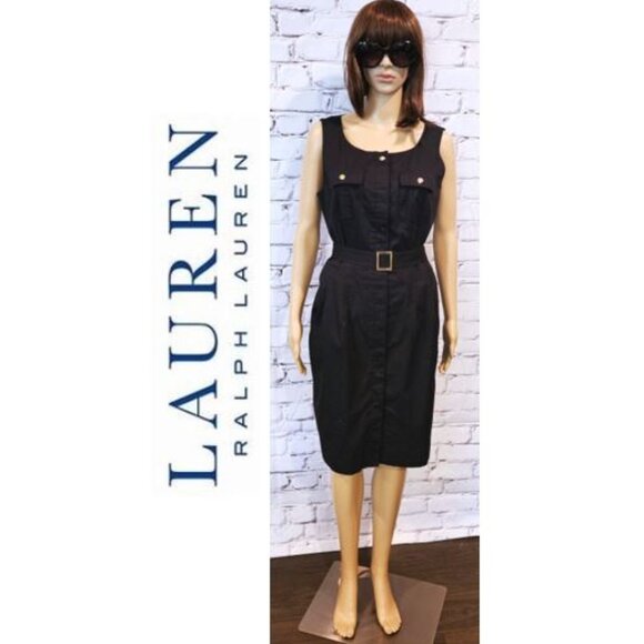 LAUREN RALPH LAUREN, Black sleeveless shirt dress with belt - Picture 3 of 12